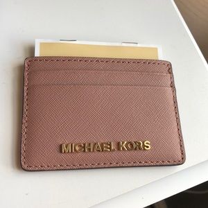 Michael Kors card holder beige leather never used!